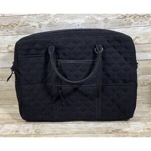 Vera Bradley Quilted Laptop Messenger Bag Black Travel